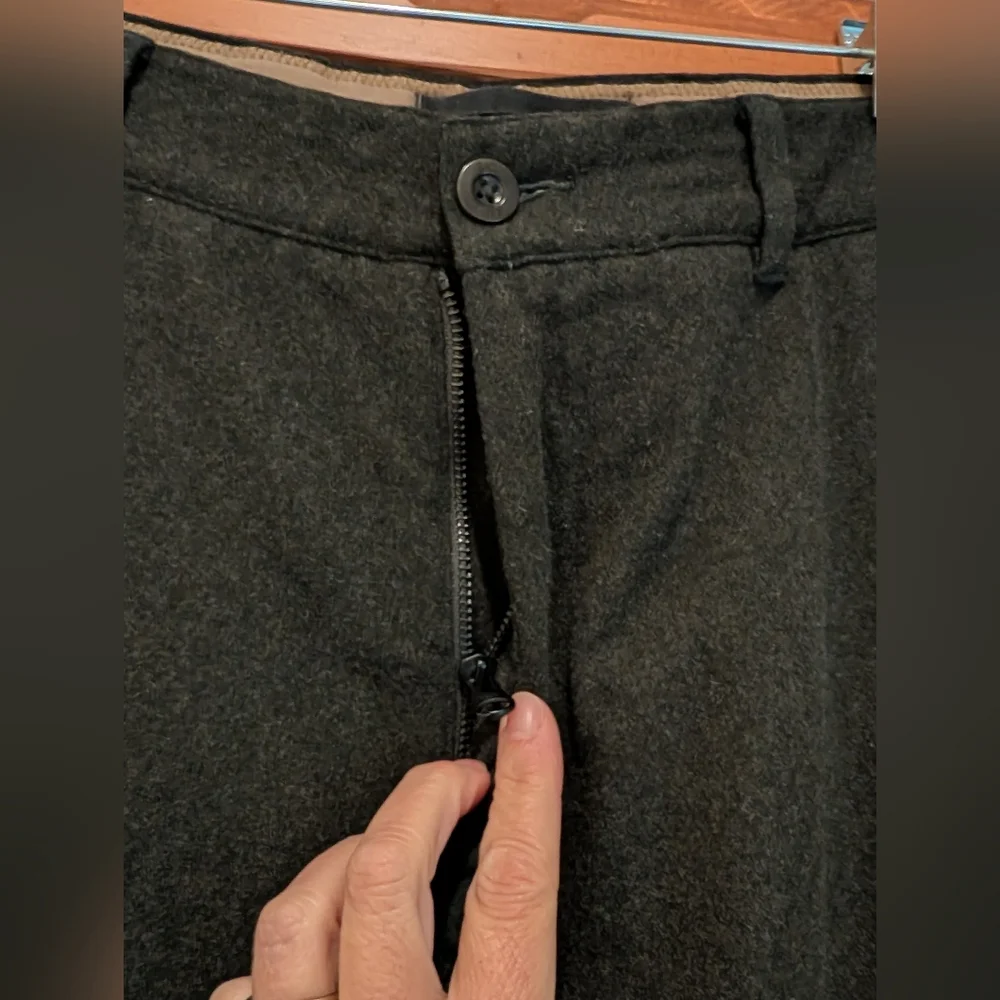 Vintage Banana Republic Dawson Wide Leg Wool Pants Trousers Cargo Green Grey Y2k